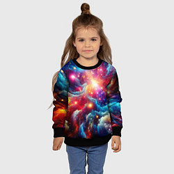 Свитшот детский Colorfull neon space clouds - ai art fantasy, цвет: 3D-черный — фото 2
