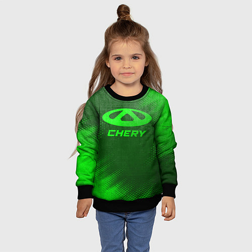 Детский свитшот Chery - green gradient / 3D-Черный – фото 4