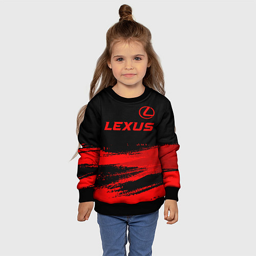 Детский свитшот Lexus - red gradient посередине / 3D-Черный – фото 4