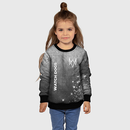 Детский свитшот Watch Dogs - grey gradient вертикально / 3D-Черный – фото 4