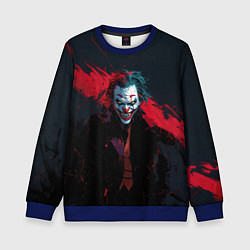 Свитшот детский Джокер и красная полоса краски, цвет: 3D-синий