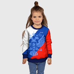 Свитшот детский Россия герб и триколор, цвет: 3D-синий — фото 2