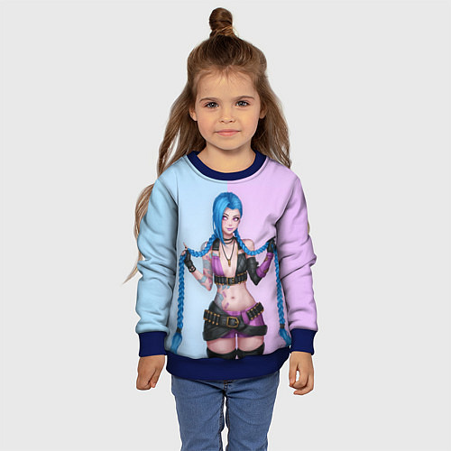Детский свитшот League of Legends - Jinx / 3D-Синий – фото 4