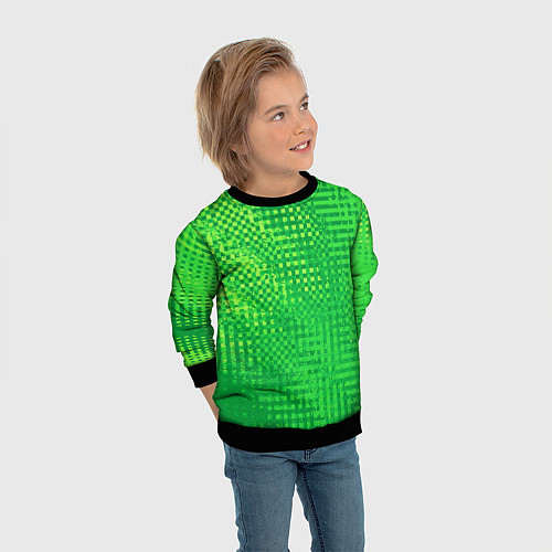 Детский свитшот Сочный зелёный абстрактный / 3D-Черный – фото 3