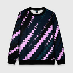 Свитшот детский Тёмно-синий с розовым искажённые полосы, цвет: 3D-черный