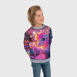 Свитшот детский Единорог и светлячки, цвет: 3D-меланж — фото 2