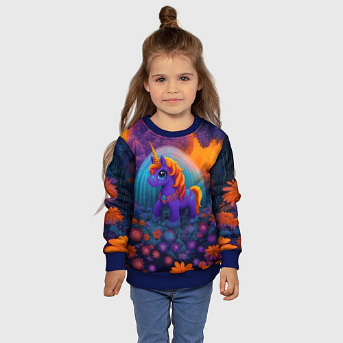 Детский свитшот Сказочный единорог / 3D-Синий – фото 4