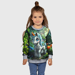 Свитшот детский Единорожка в зеленом лесу, цвет: 3D-меланж — фото 2