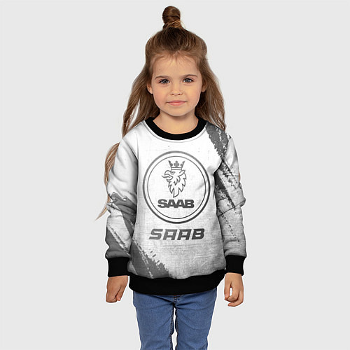 Детский свитшот Saab - white gradient / 3D-Черный – фото 4