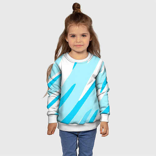 Детский свитшот Белый с голубым абстракция / 3D-Белый – фото 4