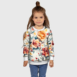 Свитшот детский Паттерн с переплетением цветов, цвет: 3D-белый — фото 2