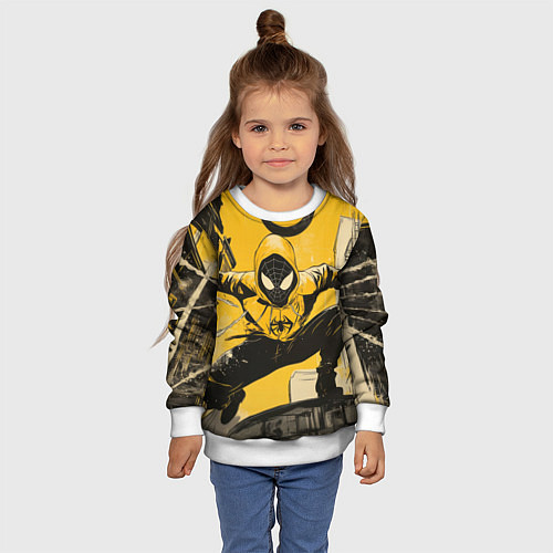 Детский свитшот Черный человек-паук / 3D-Белый – фото 4