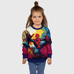 Свитшот детский Человек паук висит на паутине, цвет: 3D-синий — фото 2