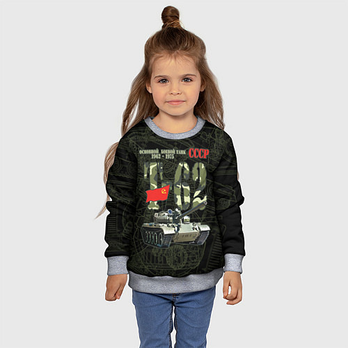 Детский свитшот Танк Т-62 советский средний танк / 3D-Меланж – фото 4