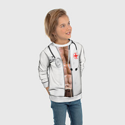Свитшот детский Костюм доктора с накаченным телом, цвет: 3D-белый — фото 2