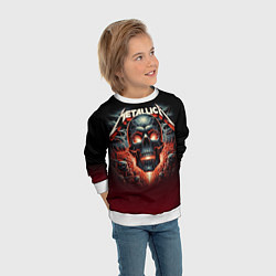 Свитшот детский Metallica - fire skull, цвет: 3D-белый — фото 2