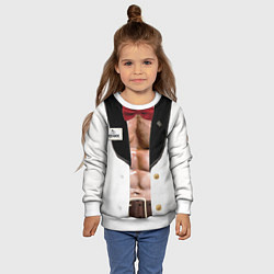 Свитшот детский Белый смокинг жениха с накаченным торсом, цвет: 3D-белый — фото 2