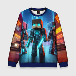 Детский свитшот Minecraft - ai art neon glow