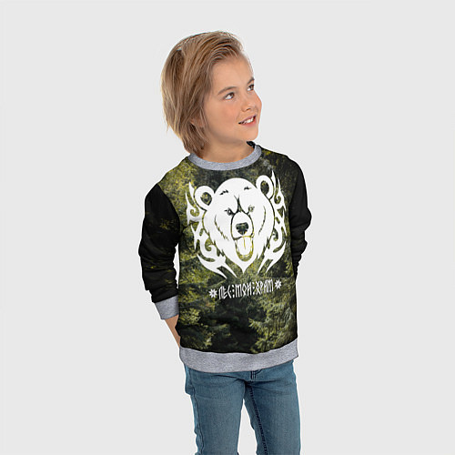 Детский свитшот Лес мой храм - дух леса медведь Велес / 3D-Меланж – фото 3