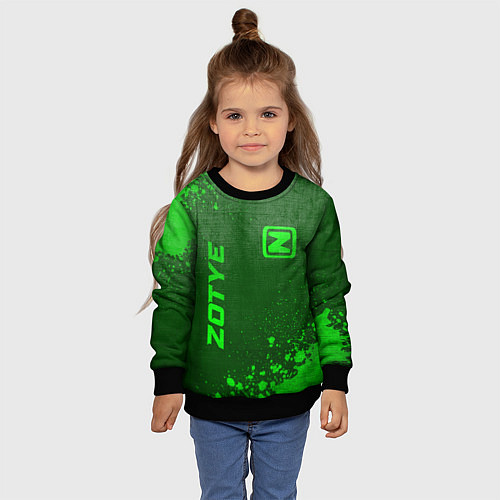 Детский свитшот Zotye - green gradient вертикально / 3D-Черный – фото 4