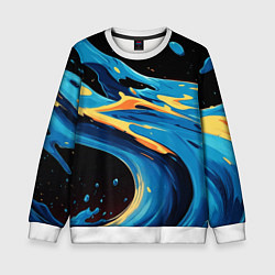 Свитшот детский Синяя волна из красок, цвет: 3D-белый