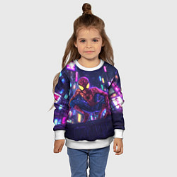 Свитшот детский Человек паук с желтыми глазами, цвет: 3D-белый — фото 2