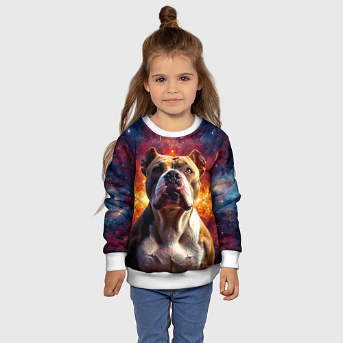 Детский свитшот Американский булль в космосе / 3D-Белый – фото 4