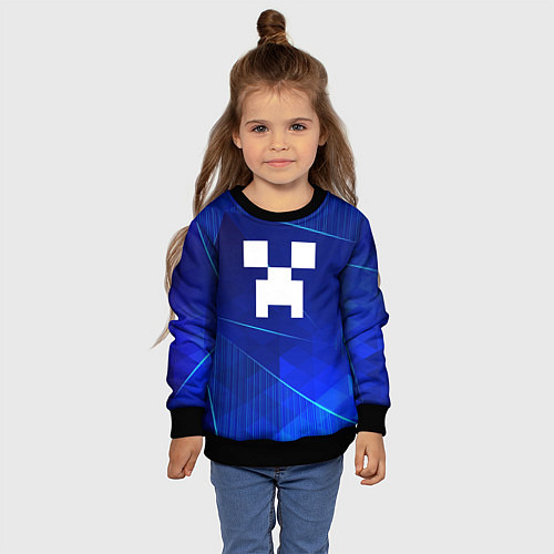 Детский свитшот Minecraft blue poly / 3D-Черный – фото 4