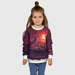 Свитшот детский Белый волк воет на луну, цвет: 3D-белый — фото 2