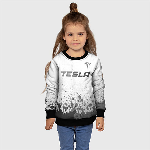Детский свитшот Tesla - white gradient посередине / 3D-Черный – фото 4