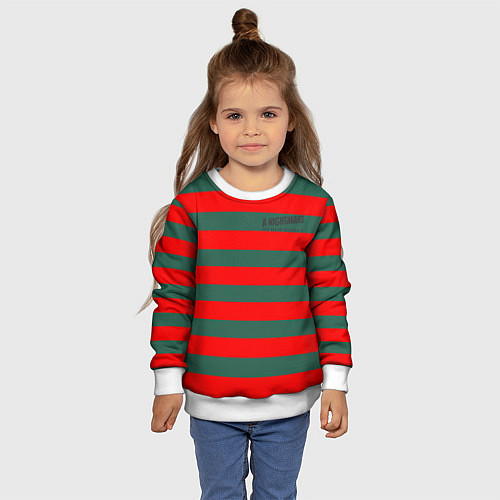 Детский свитшот Полоски Фредди Крюгера / 3D-Белый – фото 4