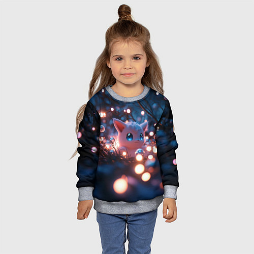 Детский свитшот Белый пушистый покемон / 3D-Меланж – фото 4