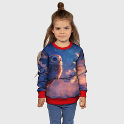 Свитшот детский Сова на фоне ночного неба, цвет: 3D-красный — фото 2