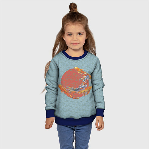 Детский свитшот Рыба карпы кои / 3D-Синий – фото 4