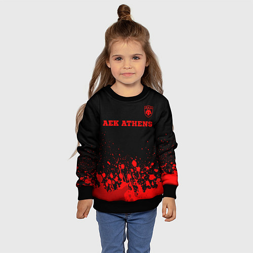 Детский свитшот AEK Athens - red gradient посередине / 3D-Черный – фото 4