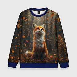 Детский свитшот Довольный лис в лесной чаще