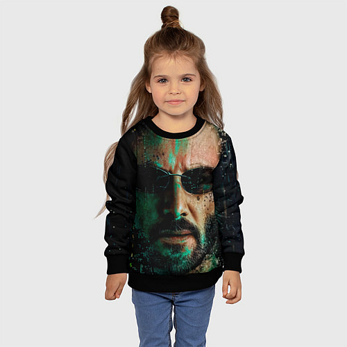 Детский свитшот Matrix - Keanu Reeves / 3D-Черный – фото 4