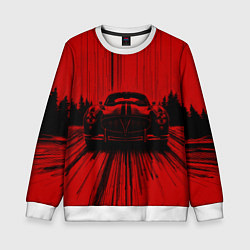 Детский свитшот Спорткар на красном фоне