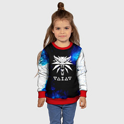 Свитшот детский Ведьмак лого синие краски, цвет: 3D-красный — фото 2