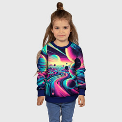 Свитшот детский Неоновый разноцветный космос, цвет: 3D-синий — фото 2
