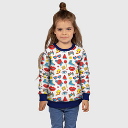 Свитшот детский Паттерн с яркими молодежными стикерами, цвет: 3D-синий — фото 2