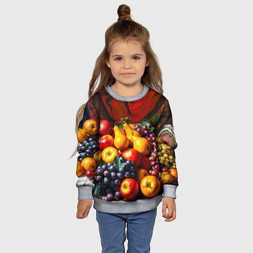 Детский свитшот Фруктовый натюрморт / 3D-Меланж – фото 4