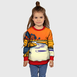 Свитшот детский Арт с фантастическим пейзажем, цвет: 3D-красный — фото 2