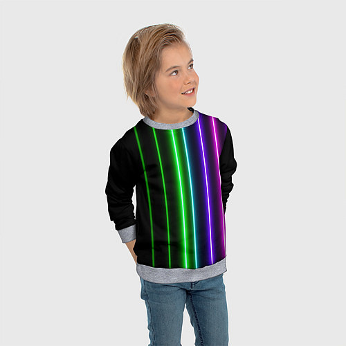 Детский свитшот Neon lines / 3D-Меланж – фото 3