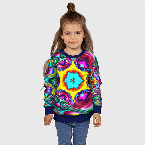 Детский свитшот Абстракция узор фракталы / 3D-Синий – фото 4
