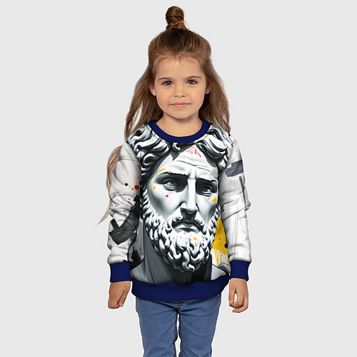 Детский свитшот Античный портрет и краска / 3D-Синий – фото 4