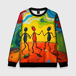 Свитшот детский Дружба человечков, цвет: 3D-черный