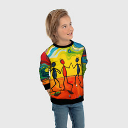 Свитшот детский Дружба человечков, цвет: 3D-черный — фото 2