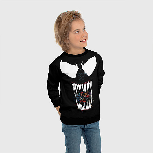 Детский свитшот Веном жрет / 3D-Черный – фото 3
