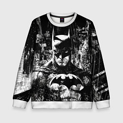 Свитшот детский Бэтмен черно-белый стиль, цвет: 3D-белый